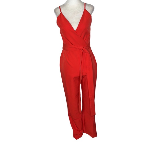 ASOS DESIGN | Twist Front Strappy Culotte Jumpsuit in Red - Picture 2 of 15